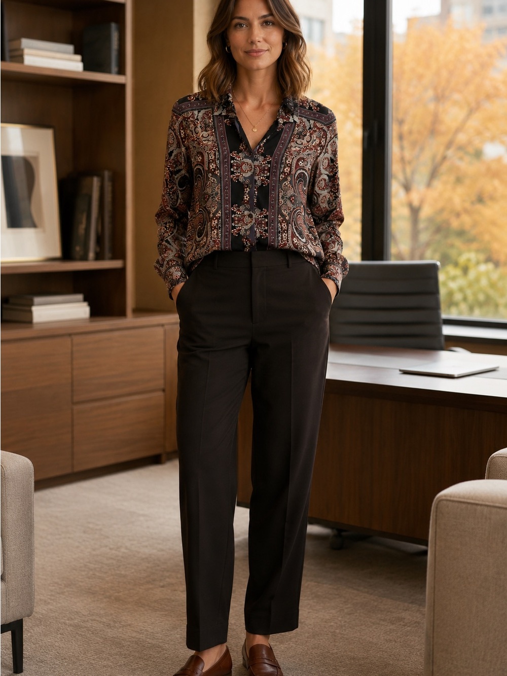 The Kooples Women's Long Sleeve Paisley Print Button-Up Shirt